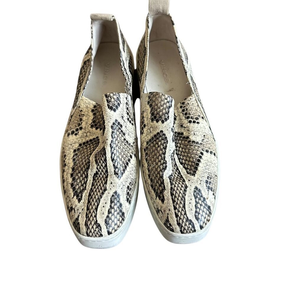 Vince Saxon 2 Slip On Sneakers Flats Snakeskin Python Leather Size 7 Women's - Picture 3 of 14